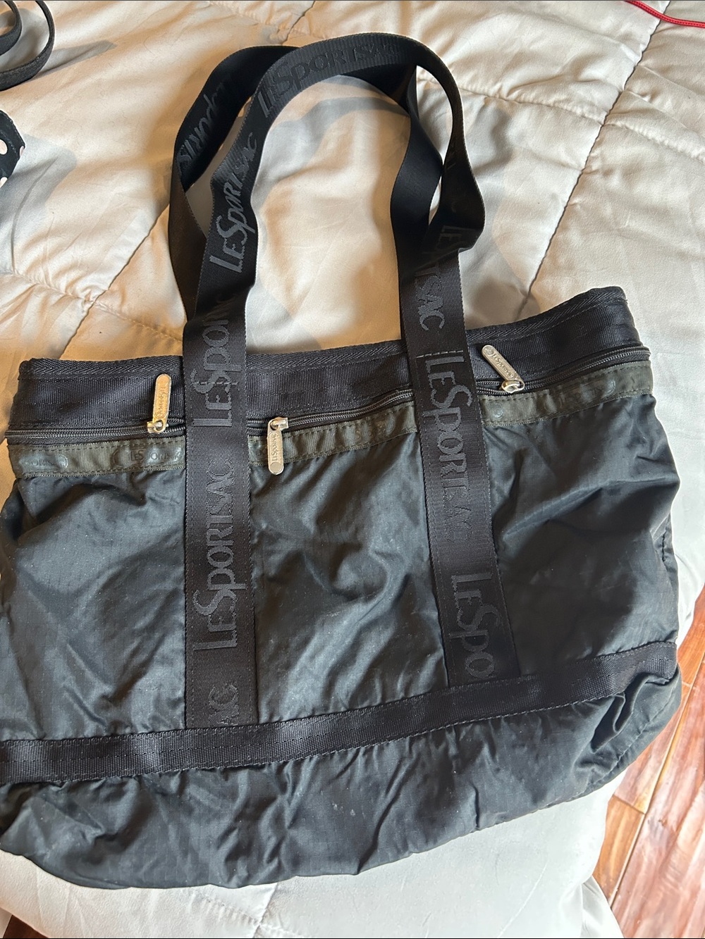 Lesportsac Black Nylon Logo Strap Tote
